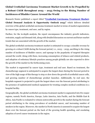 Urothelial carcinoma treatment Market