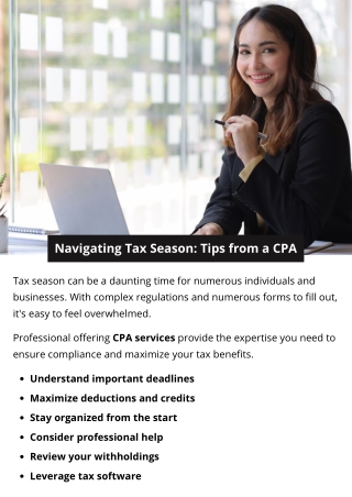 Navigating Tax Season: Tips from a CPA