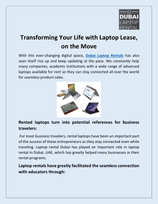 Transforming Your Life with Laptop Lease, on the Move