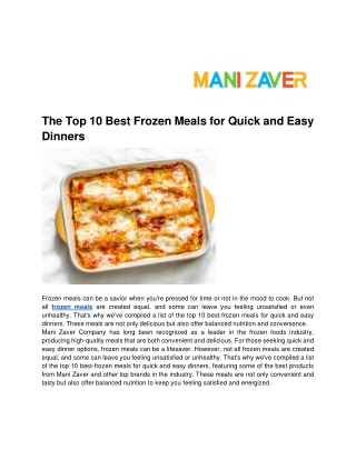 The Top 10 Best Frozen Meals for Quick and Easy Dinners