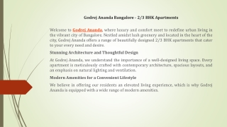 Godrej Ananda Bangalore - 2/3 BHK Apartments