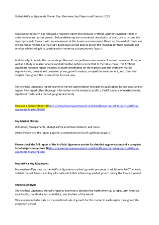 Global Artificial Ligaments Market Size, Overview, Key Players and Forecast 2028