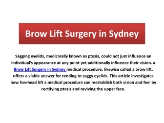 Brow Lift Surgery in Sydney