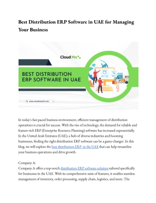 Best Distribution ERP Software in UAE for Managing Your Business