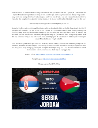 Cuộc đọ sức giữa Serbia vs Jordan hứa hẹn sẽ mang lại những giây phút kịch tính