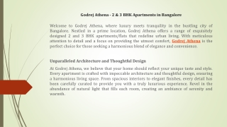 Godrej Athena - 2 & 3 BHK Apartments in Bangalore