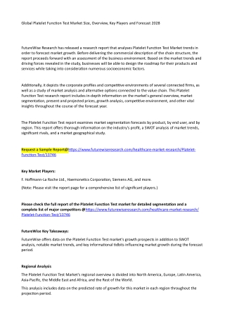 Global Platelet Function Test Market Size, Overview, Key Players and Forecast 2028