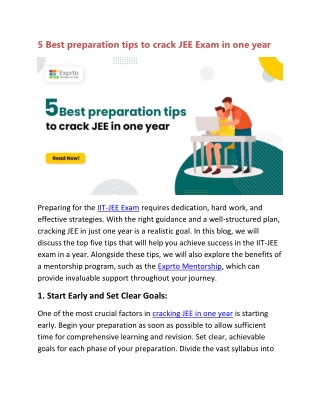 5 Best preparation tips to crack JEE Exam in one year