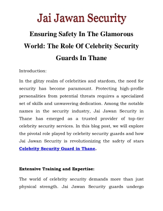 Celebrity Security Guard in Thane Call-8530491405