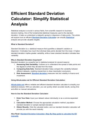 Efficient Standard Deviation Calculator_ Simplify Statistical Analysis