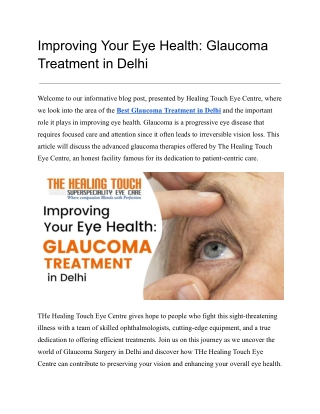 Glaucoma Treatment in Delhi