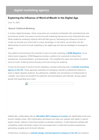 Exploring the Influence of Word-of-Mouth in the Digital Age