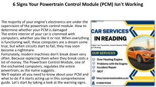 6 Signs Your Powertrain Control Module (PCM) Isn't Working