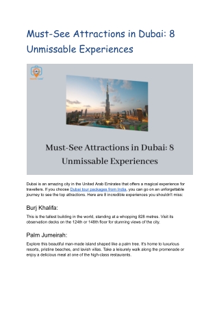 Must-See Attractions in Dubai_ 8 Unmissable Experiences