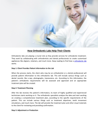 How Orthodontic Labs Help Their Clients