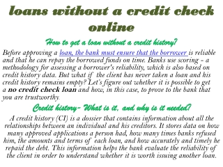 loans without a credit check online