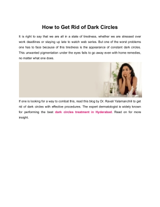 How to Get Rid of Dark Circles