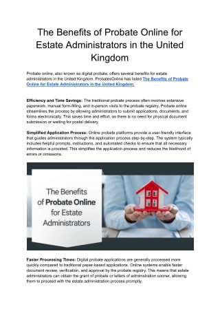 The Benefits of Probate Online for Estate Administrators in the United Kingdom