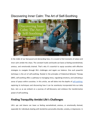 Discovering Inner Calm_ The Art of Self-Soothing