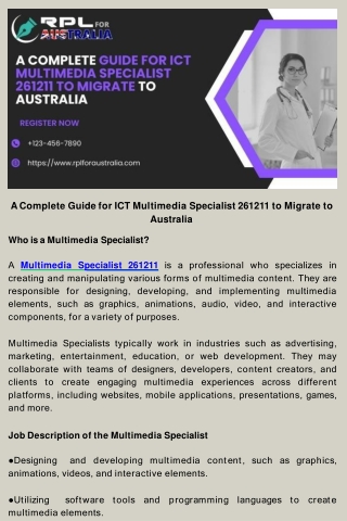 A Complete Guide for ICT Multimedia Specialist 261211 to Migrate to Australia