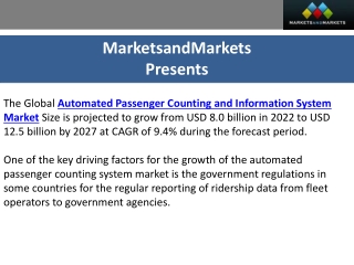 Automated Passenger Counting and Information System Market: Size, Share 2027