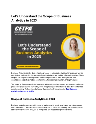 Let's Understand the Scope of Business Analytics in 2023