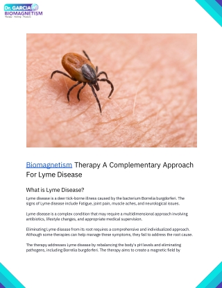 Biomagnetism Therapy A Complementary Approach For Lyme Disease