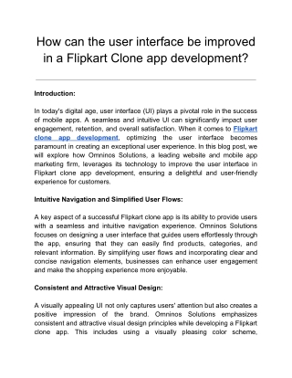 How can the user interface be improved in a Flipkart Clone app development_