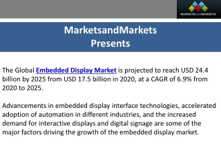 Embedded Display Market: Global Analysis and Forecast, 2023-2025