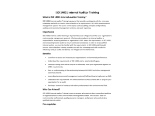 ISO 14001 Internal Auditor Training