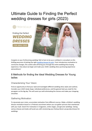 Ultimate Guide to Finding the Perfect wedding dresses for girls (2023)