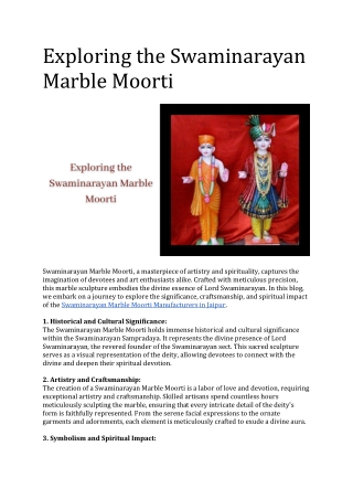 Exploring the Swaminarayan Marble Moorti