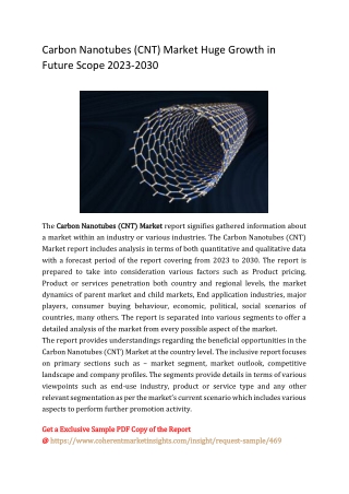 Carbon Nanotubes (CNT) Market Huge Growth in Future Scope 2023-2030