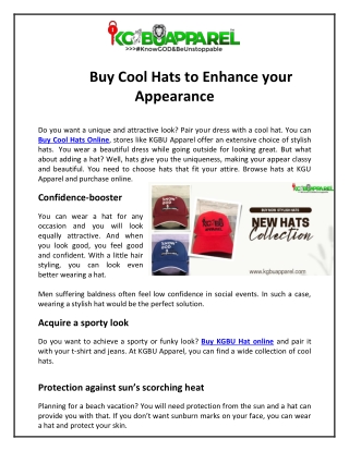 Buy Cool Hats to Enhance Your Appearance