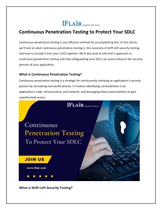 Continuous Penetration Testing to Protect Your SDLC