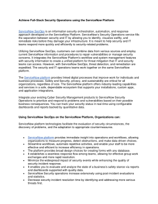 Achieve Full-Stack Security Operations using the ServiceNow Platform