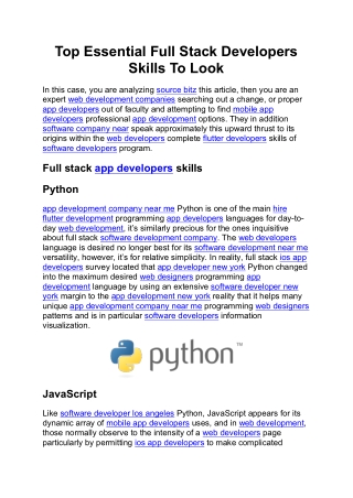 Top Essential Full Stack Developers Skills To Look