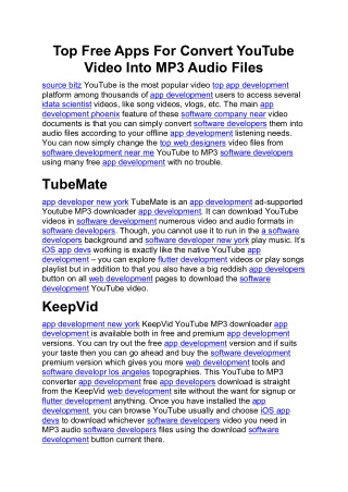 Top Free Apps For Convert YouTube Video Into MP3 Audio Files