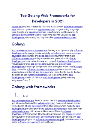 Top Golang Web Frameworks for Developers in 2021