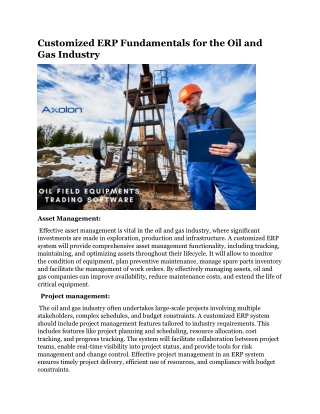 Customized ERP Fundamentals for the Oil and Gas Industry