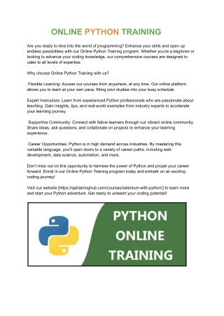 ONLINE PYTHON TRAINING