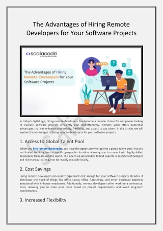The Advantages of Hiring Remote Developers for Your Software Projects