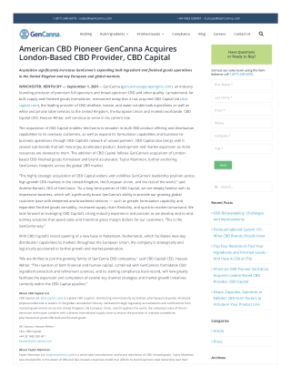 American CBD Pioneer GenCanna Acquires London-Based CBD Provider, CBD Capital