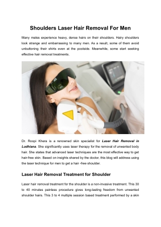 Shoulders Laser Hair Removal For Men