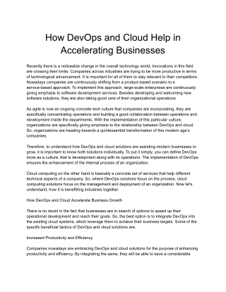 How DevOps and Cloud Help in Accelerating Businesses