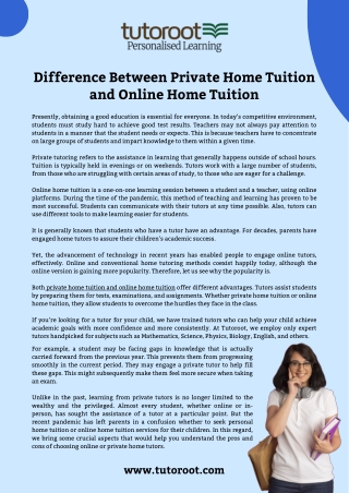 What are the differences between Private Home Tuition and Online Home Tuition?