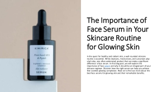 The Importance of Face Serum in Your Skincare Routine for Glowing Skin