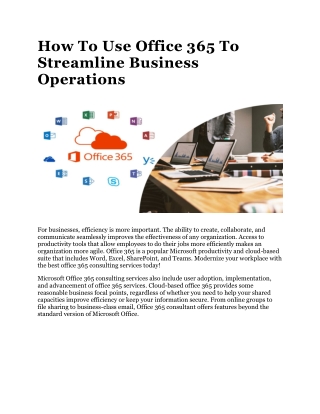 How To Use Office 365 To Streamline Business Operations