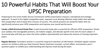 10 Powerful Habits That Will Boost Your UPSC Preparation