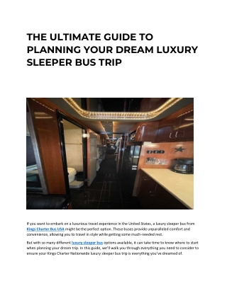 THE ULTIMATE GUIDE TO PLANNING YOUR DREAM LUXURY SLEEPER BUS TRIP